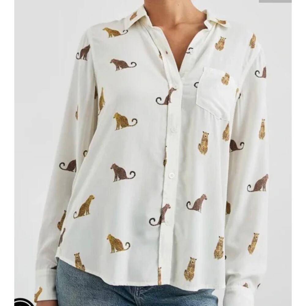 RAILS White Jaguar Print Long Sleeve Button Down … - image 8